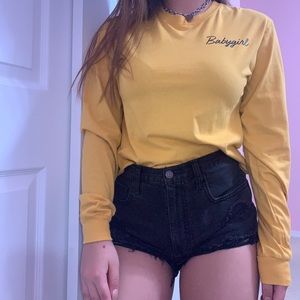 yellow semi cropped long sleeve